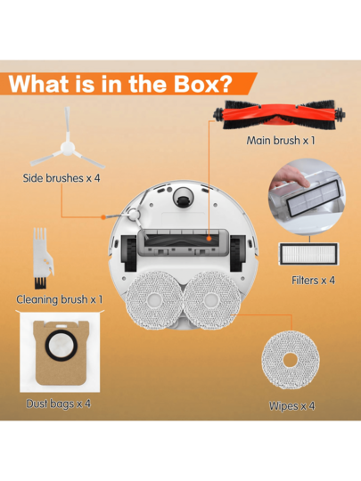 18 Piece Xiao Mi Robot Stofzuiger X20+ X20 Plus Accessories Replacement Parts: Dust Bag, Mop Pad, Main Brush/Side Brush, HEPA Filter. view 8