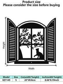 1 peça de escultura de pássaro em metal Art Déco para janela, pintura de parede em ferro, adequada para sala de estar, terraço, varanda - decoração de cerca de jardim interna/externa, pintura de parede, decoração externa