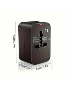 Universal Travel Adapter With 1 USB & 1 Type-C Charging Port, 100-240V Input, Power Adapter For Computer Accessories, Suitable For Over 150 Countries, Essential For Business Trip And Travel, Compatible With Laptop, Tablet, Smartphone