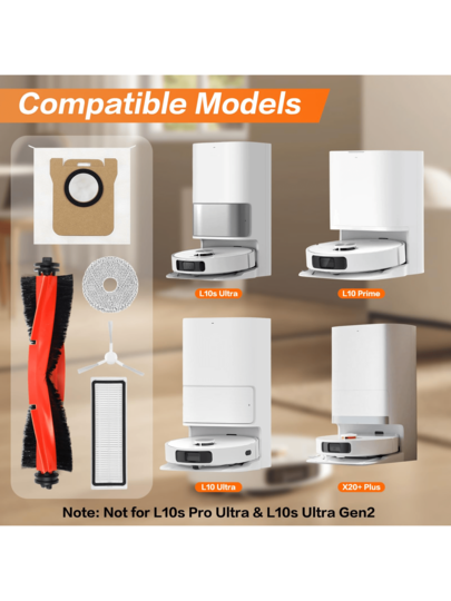 18 Piece Xiao Mi Robot Stofzuiger X20+ X20 Plus Accessories Replacement Parts: Dust Bag, Mop Pad, Main Brush/Side Brush, HEPA Filter. view 2