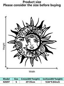 1 Piece Indoor Decor Sun And Moon Metal Wall Art - Mysterious Symbols, Romantic Valentine's Day Or Birthday Gift, Vintage Style, Indoor/Outdoor Hanging, Perfect Room Decor, Suitable For Room Decor.