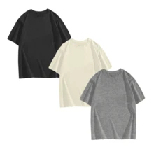 Kit 3 Camiseta Básica Lisa Leve Casual Verão Outono Primavera Versátil - Preto/Cinza/Creme - Visão 16