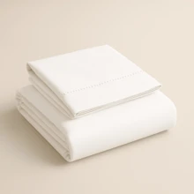 400 Thread Count Percale Bed Linen, 100% Soft Touch - White - View 2