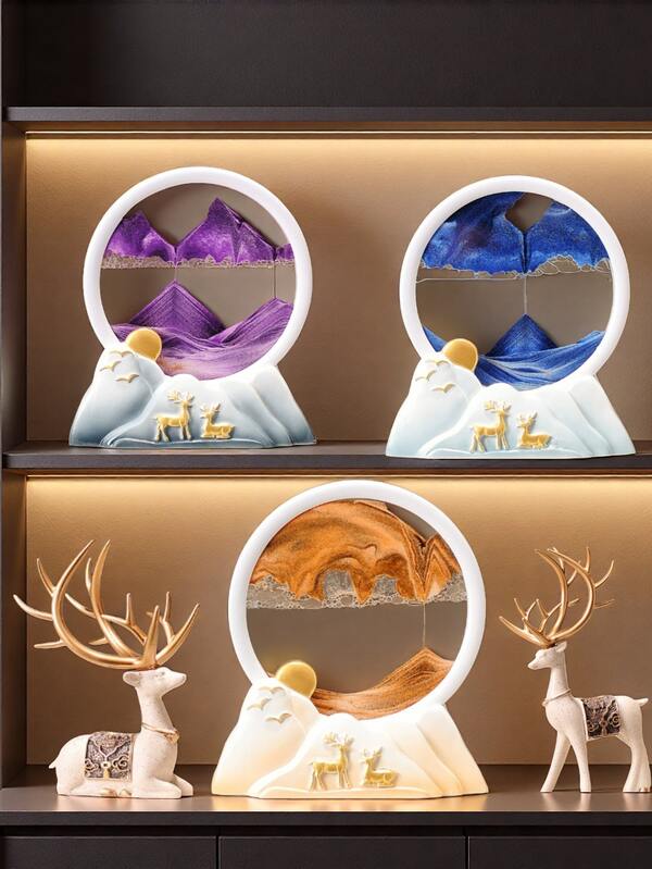 1 pieza/21*18*6cm/Material de resina ABS, Imagen brillante de ciervo de la riqueza + Decoración de ciervo de pie/sentado, Regalo de inauguración de la casa para sala de estar, gabinete, entrada, soporte de TV, se puede usar como regalo