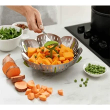 Joseph Joseph Bloom Folding Steamer Basket For Vegetables, Expandable For Various Pans, Compact Storage - Green - ColorB - 查看 3