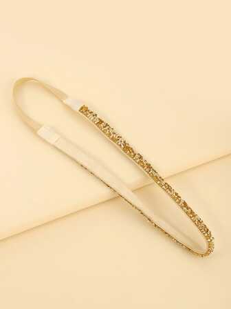 优雅水晶和莱茵石装饰简约金色头带，欧美风格发饰冬季围巾保暖发带女士头巾