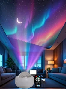 1PC USB Power LED Aurora Borealis Projector With Remote Control - Provides Vibrant Aurora Borealis Lighting For Bedroom, Living Room And Party Decoration, Black Spherical Design, Creates Stunning Indoor Aurora Effects, Night Light Projector - Multicolor - View 8