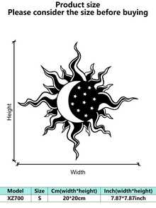 1 Piece Indoor Decor Sun And Moon Metal Wall Art - Mysterious Symbols, Romantic Valentine's Day Or Birthday Gift, Vintage Style, Indoor/Outdoor Hanging, Perfect Room Decor, Suitable For Room Decor.