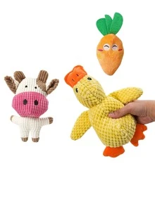 1/2/5 PCS Suitable For Dogs And Cats To Bite And Make Sound Plush Toys Clean Teeth, Strong And Bite-Resistant, Excellent Materials, Including Sound Devices To Attract The Attention Of Pets, Animal Shapes Are Fashionable, Cute Cows, Rabbits - Multicolor - View 22
