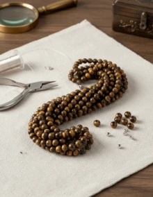 Piedra natural ojo de tigre bola lisa para bisutería, cuentas redondas para elaboración de pulseras, collares, joyería artesanal y accesorios, decoración esotérica, materiales para manualidades, amuletos energéticos y regalos personalizados. - 1 tira - Ver 8