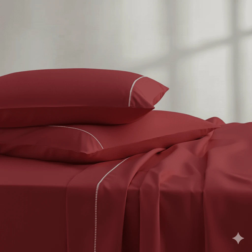 400 Thread Count Bedding Set With Elastic Band, Hotel Standard, All Sizes - Rojo - Ver 1