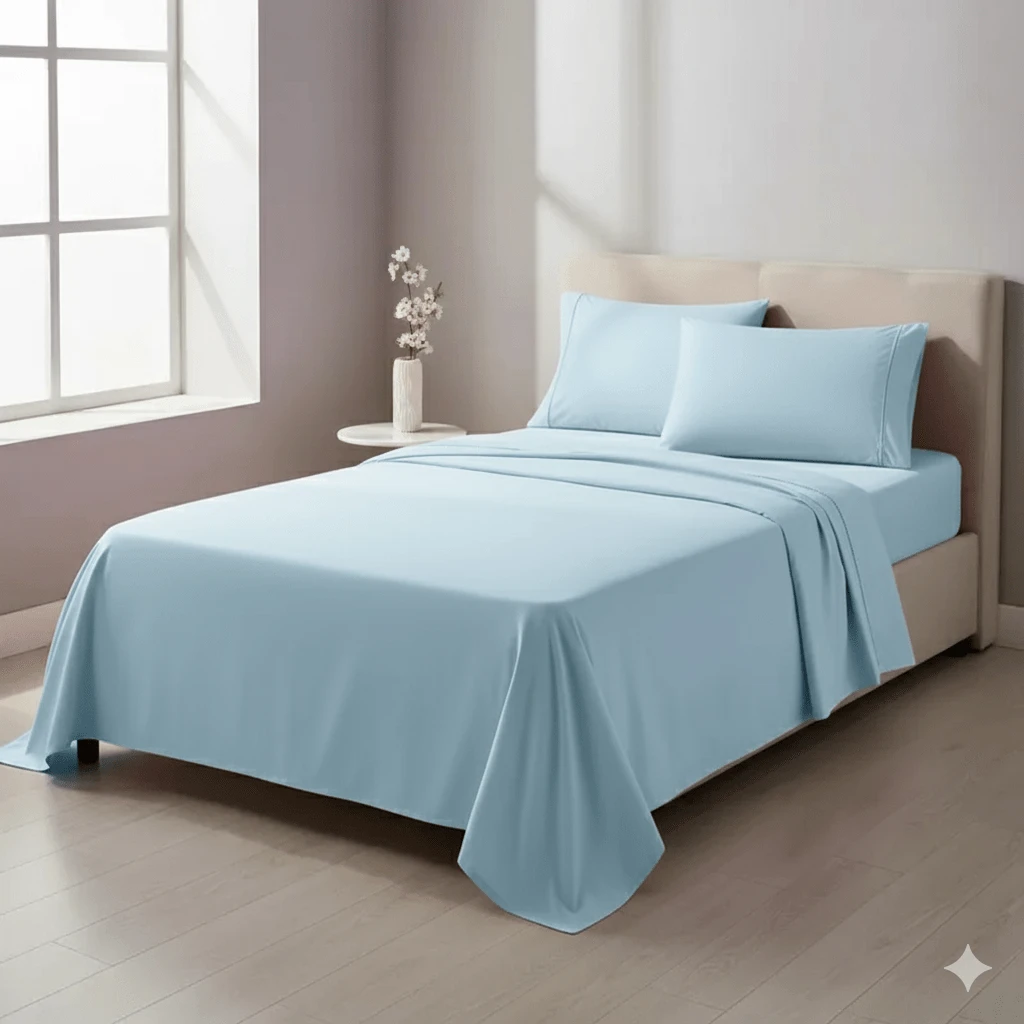 400 Thread Count Bedding Set With Elastic Band, Hotel Standard, All Sizes - Celeste - Ver 1