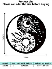 1 Piece Indoor Decor Sun And Moon Metal Wall Art - Mysterious Symbols, Romantic Valentine's Day Or Birthday Gift, Vintage Style, Indoor/Outdoor Hanging, Perfect Room Decor, Suitable For Room Decor.