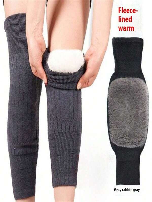 A Pair Of Winter Thick And Long Hair Warm Knee Pads, Men And Women Cold And Cold Legs Old Joint Protection, Suitable For Outdoor Activities, Cycling, Skiing
