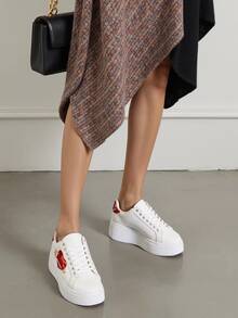 Giày thể thao đế xuồng họa tiết trái tim kim loại dành cho nữ - Đỏ - Xem 2