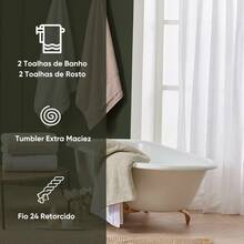 Jogo/Kit 4 Toalhas (2 Banho + 2 Rosto) Barra Bordada 100% Algodão Fio Penteado Bordare Appel - Rosa | Verde - Visão 3