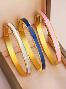 O brățară de damă din oțel inoxidabil placată cu aur de 18K, minimalistă și elegantă, cu picături, poate fi purtată singură sau în perechi, nu se decolorează, potrivită pentru purtare zilnică, sărbători și petreceri, fiind bijuteria perfectă pentru cadou.