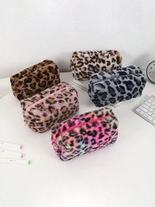 Piórnik i etui o dużej pojemności w stylu koreańskim z nadrukiem w panterkę, powrót do szkoły, artykuły szkolne, piórnik