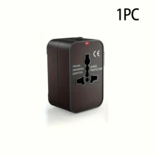 Universal Travel Adapter With 1 USB & 1 Type-C Charging Port, 100-240V Input, Power Adapter For Computer Accessories, Suitable For Over 150 Countries, Essential For Business Trip And Travel, Compatible With Laptop, Tablet, Smartphone