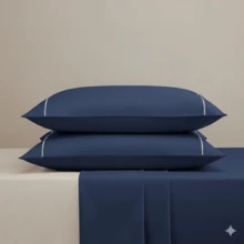 400 Thread Count Bedding Set With Elastic Band, Hotel Standard, All Sizes - Navy Blue - View 3