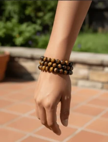 Piedra natural ojo de tigre bola lisa para bisutería, cuentas redondas para elaboración de pulseras, collares, joyería artesanal y accesorios, decoración esotérica, materiales para manualidades, amuletos energéticos y regalos personalizados. - 1 tira - Ver 6