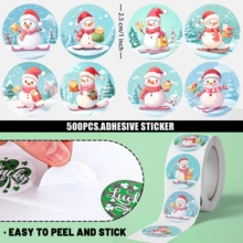 500 buc/rolă autocolante cu model de poștaș cu om de zăpadă, autocolante cu binecuvântare pentru om de zăpadă, autocolante cadou pentru om de zăpadă, dimensiune: 2,5 cm / 1,0 inch, rotunde, autocolante pentru copii, potrivite pentru Halloween, Crăciun, decorare cadouri pe cutii de papetărie, cărți, plicuri etc.