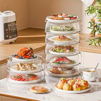 1 件多功能微波炉防溅耐高温盖 - 塑料耐热盖，适用于加热、烘焙和户外烹饪