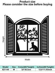 1 peça de escultura de pássaro em metal Art Déco para janela, pintura de parede em ferro, adequada para sala de estar, terraço, varanda - decoração de cerca de jardim interna/externa, pintura de parede, decoração externa