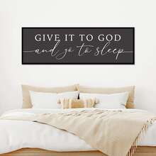 1 件无框复古极简主义《把它交给上帝然后去睡觉》帆布海报，基督教墙饰，卧室墙面装饰，圣经经文，墙面装饰海报印刷艺术品，适合主卧、客厅，艺术品墙画作为礼物 - 黑與白 - 查看 4