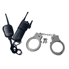 1/2 Peças Conjunto de Adereços de Fantasia, Acessórios de Fantasia de Festa de Traje de Halloween, Adereços de Foto, Adereços de Atmosfera de Festa, Rádio Comunicador, Algemas de Plástico, Chapéu, Luvas, Colar de Distintivo