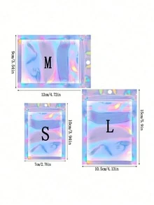 100pcs/50pcs/20pcs Holographic Resealable Packaging Bags, Laser Rainbow Gift Bags, Available In Multiple Sizes, Holographic Bags, Reusable Resealable Bags With Laser Rainbow Pattern Zipper, Laser Rainbow Pattern Resealable Bags, Suitable For Small Business Candy Bags And Front Window Sample Bags, Resealable Bags, Holiday Gift Candy Bags, Jewelry Bags, Christmas - Multicolor - View 12