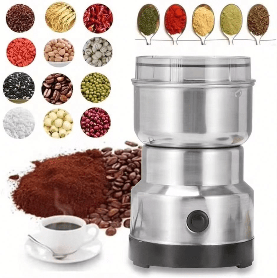 Moedor Multifuncional de Café e Especiarias 110V com Design em Aço Inoxidável 4 Lâminas