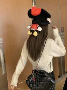 女士复古短款针织毛衣，高品质，优雅，秋冬 - 杏色 - 查看 3