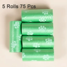 5卷/75个爪印图案宠物粪便袋 - 防漏聚乙烯材质，易撕设计，承重2.0公斤 - 多种颜色可选（蓝色、粉色、紫色、绿色、橙色），可爱图案，户外宠物清洁的理想之选 | 防漏结构 - 彩色 - 查看 19