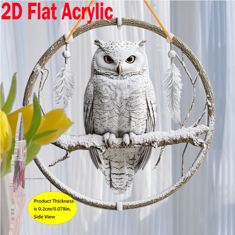 1pc Christmas Snowy Owl Silhouette 2D Acrylic Window Decor, Indoor/Outdoor Hanging Ornament, Christmas Home Decor, Winter Birthday/Christmas Gift, Seasonal Party Decoration For Window, Wall, Kitchen, Bedroom, Living Room, Yard, Farmhouse