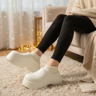 New Couples Fashion Casual Winter Shoes, Thick Sole Waterproof Anti-Slip Outdoor Slippers, Warm Indoor Home Shoes For Autumn/Winter