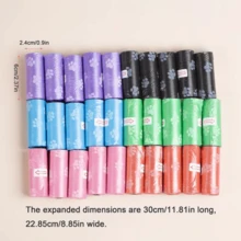 5卷/75个爪印图案宠物粪便袋 - 防漏聚乙烯材质，易撕设计，承重2.0公斤 - 多种颜色可选（蓝色、粉色、紫色、绿色、橙色），可爱图案，户外宠物清洁的理想之选 | 防漏结构 - 彩色 - 查看 3