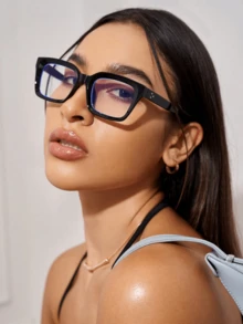 3pcs/Set Fashion Versatile Women's Non-Prescription Glasses, Suitable For Daily Wear - Black Rose Red Transparent White Flat Combination - View 3