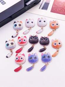 10pcs Cute Cartoon Cat With Moving Tail & Big Eyes - Zinc Alloy Pendant DIY Kit (Necklace, Keychain & Accessories)