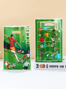 10/30/50个装足球主题礼品袋，塑料礼品包装袋/手提袋，足球运动主题礼品袋，足球运动赛事用品，球迷聚会装饰，球迷生日派对装饰，婚礼装饰，新娘送礼袋，婚礼回礼袋，婴儿送礼袋，小型礼品袋，回礼袋，派对装饰，派对回礼袋，礼品包装用品 - Football tote bag - 查看 4