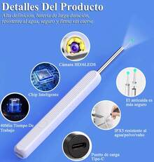 Limpiador Oídos Espiral Con Cámara Endoscopio, Quita Cerilla - Blanco y Negro - Ver 3