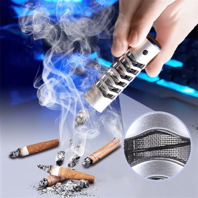 Handheld Car Ashtray, Does Not Drop The Ash, Portable Mini Ashtray For Car And Home Use, Includes Filter Holder - Ideal Gift For Men And Women (Random Color)