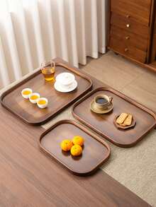 1 件带手柄的胡桃木托盘，用于盛放食物、小吃、饮料、寿司、牛排、披萨、甜点、蛋糕、面包、早餐托盘、咖啡托盘、茶托盘、冷盘 - 紫紅色 - 查看 2