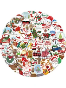 120 pezzi di adesivi a tema natalizio con disegni festivi come Babbo Natale, pupazzi di neve e alberi di Natale; ideali per incartare regali, decorazioni familiari per le vacanze, scrapbooking fai-da-te - Multicolore - Visualizzare 3