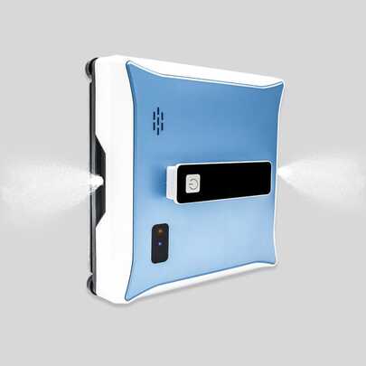 PuRuiKai PuRuiKai Fensterreinigungsroboter, 2 Düsen Wassersprüher, 4-stufiges Schutzsystem, 4.0-Routenplanung, Stabil-Klettersystem, Kantenerkennung, App-gesteuerter Mini-Fensterreiniger