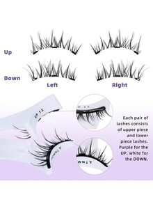 1 Pair Magnetic False Eyelash Set, Reusable No Glue False Eyelashes Japanese Eyelash Natural Long Fluffy Mink Soft Hair Eye Makeup Tool, Suitable For Beauty Travel - Multicolor - View 3
