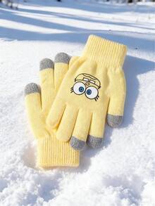 SpongeBob SquarePants 1 Pair SpongeBob Touch Screen Gloves - Winter Cartoon Cute Warm Gloves, Thermal Lined & Thickened For Students And Couples, Outdoor Gloves - Multicolor - View 6