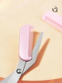 [Elegant Style] Stainless Steel Eyebrow Trimming Scissors With Pink Comb Mini Makeup Grooming Tool For Perfectly Shaped Eyebrows, No Power Needed - Multicolor - View 8