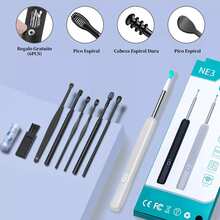 Limpiador Oídos Espiral Con Cámara Endoscopio, Quita Cerilla - Blanco y Negro - Ver 2