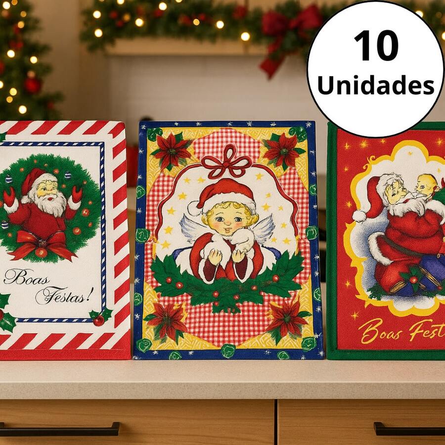Kit 10 Dish Towels Hem Frame Printed For Kitchen Christmas Decoration Assorted 43x58 - Nhiều màu - Xem 1